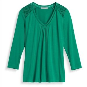 Genene Crochet Shoulder Detail Knit Top